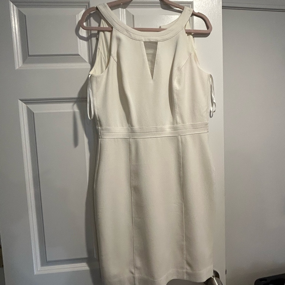 White House Black Market Ivory Cutout Mini Dress